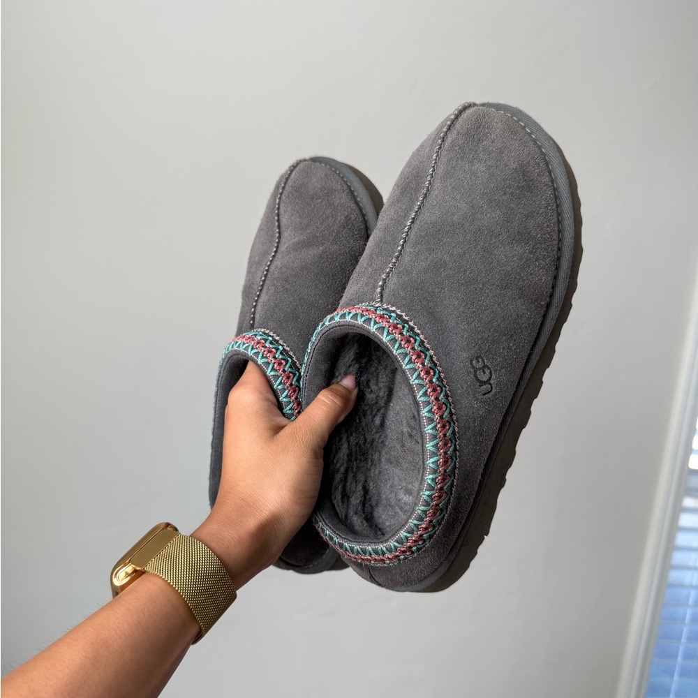 UGG Tasman II Charcoal Slippers with Colorful Trim - SOLD